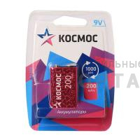 Аккумуляторная батарейка КОСМОС 6F22 (крона 200 мAh)   (1/6/72)